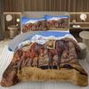 Running Wild Horses Print Quilted Bedspread Coverlet 2/3-Piece Rustic Bedding Set Reversible Lightweight Quilt Set Queen/Full