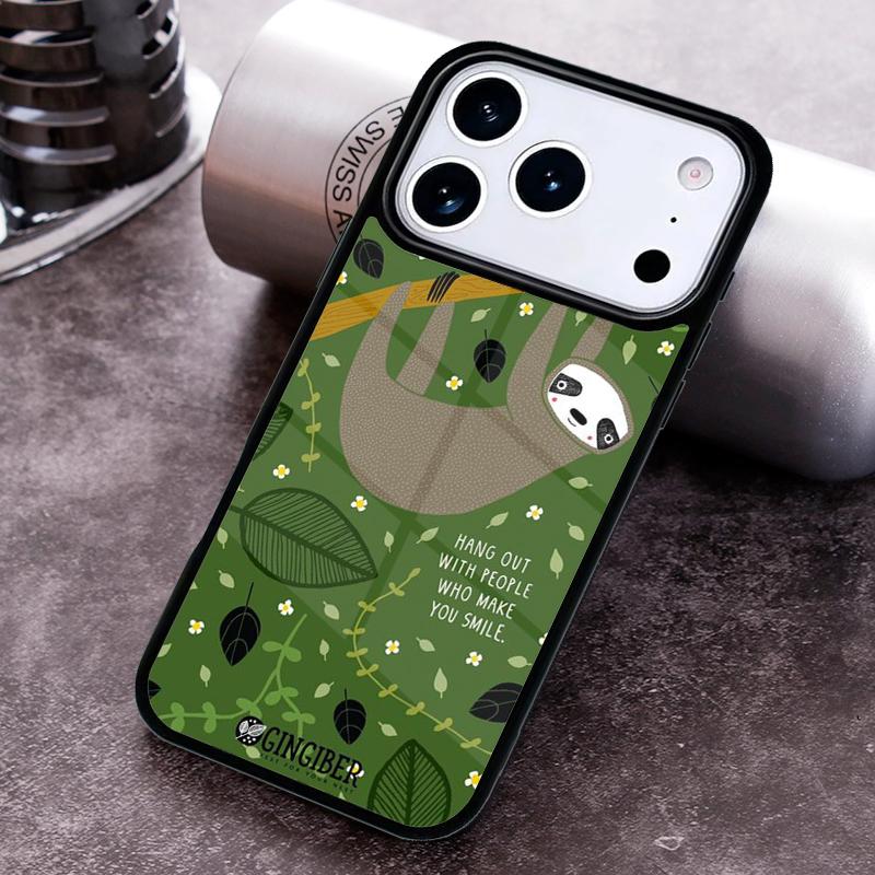 Kawaii Cute Sloth Hang Phone Case for iPhone 17 16 15 Pro Max Air 14 13 12 11 Plus Shockproof Cover