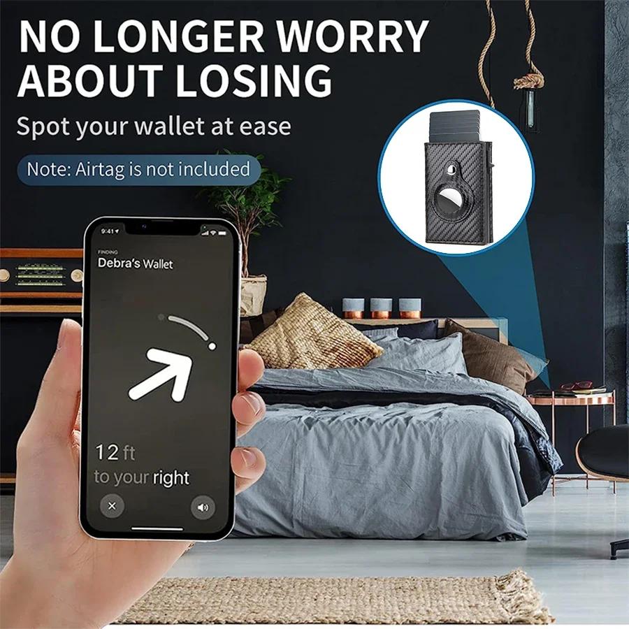 Rfid Credit Card Holder Men Wallets for Airtag Slim Thin Bank Cardholder Case Travel Minimalist Wallet for Apple Air Tag Tracker