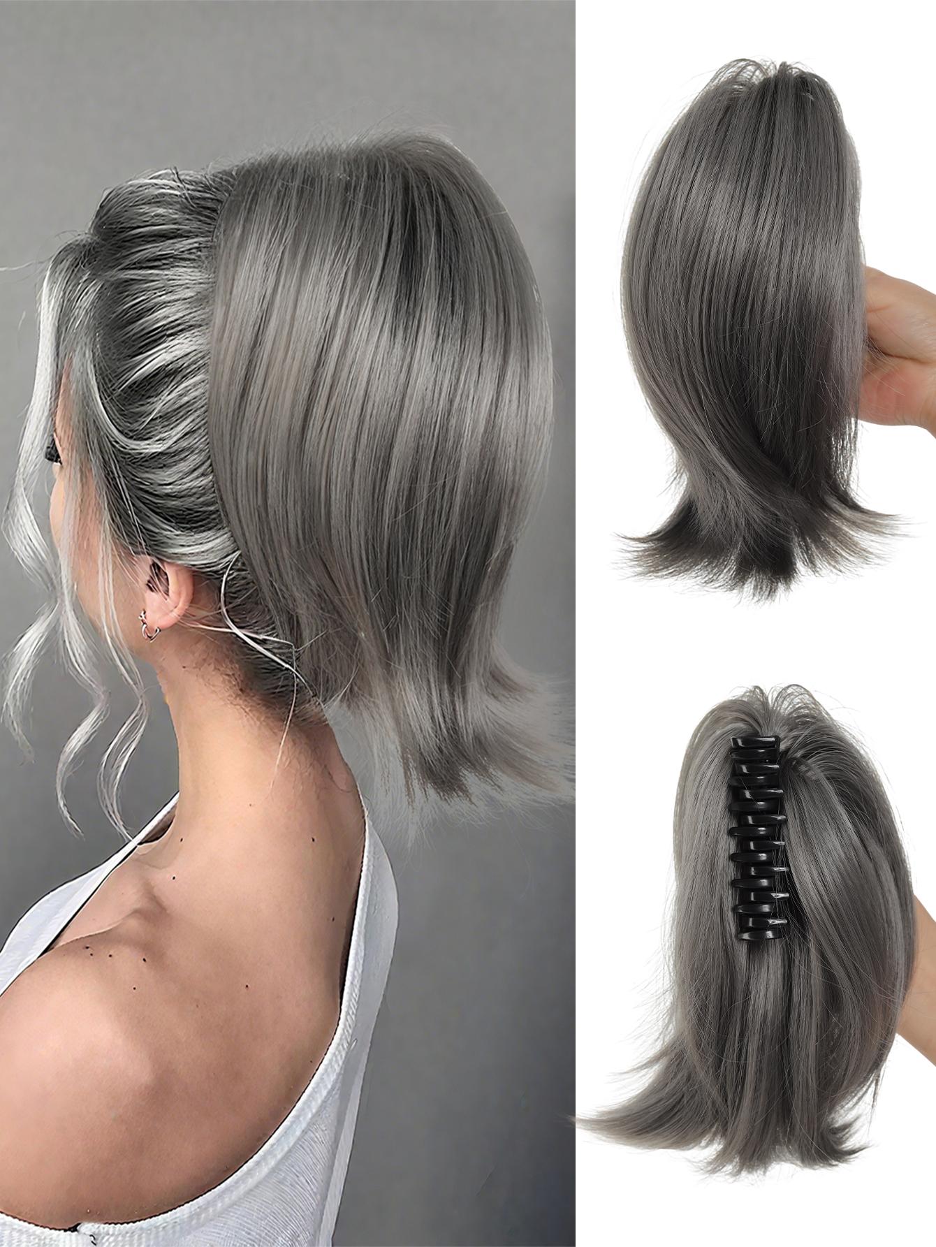 

JINKAILI Женский краб-зажим для шиньона, синтетические накладные пряди, короткий прямой хвост, женский аксессуар для волос для ежедневного использования