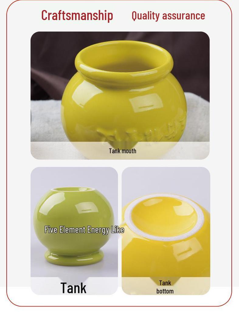 Home Ceramic Cupping Set for Meridian Dredging & Health - Five Elements Energy Jar with Negative Ions