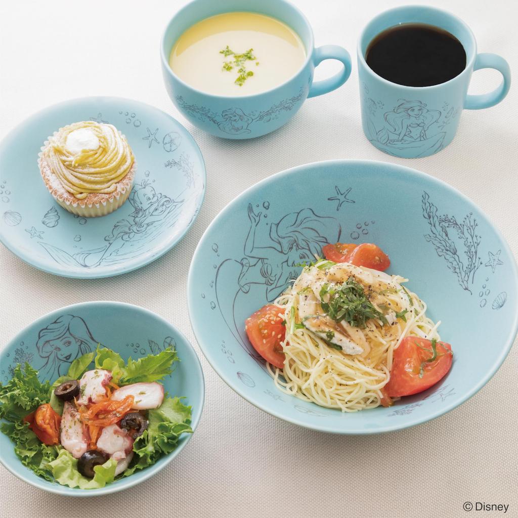 Skater Mino Ware Disney Turquoise Bowl, Small, 13cm, Ariel, Blue, CHBW13-A