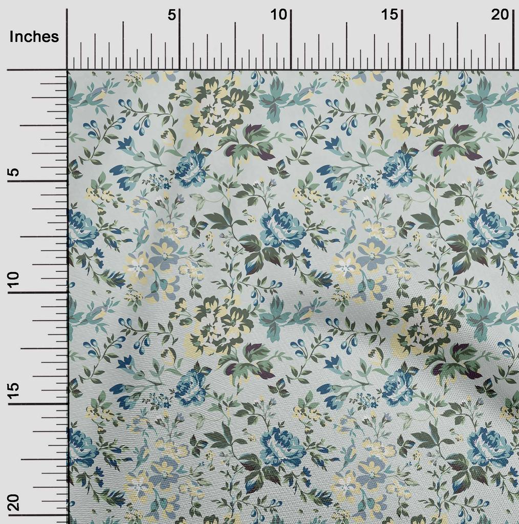 oneOone Georgette Viscose Aquamarine Fabric Florals Sewing Craft Projects Fabric Prints By Yard 42 Inch