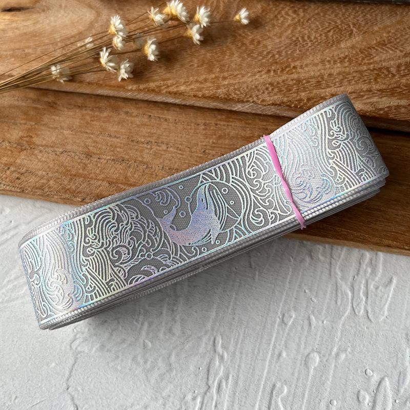 2.5cmx4.5m/Rolle Mehrfarbig Kopfschmuck Hut Heißprägemuster Brosche Abzeichen Lasermuster Geschenkbox