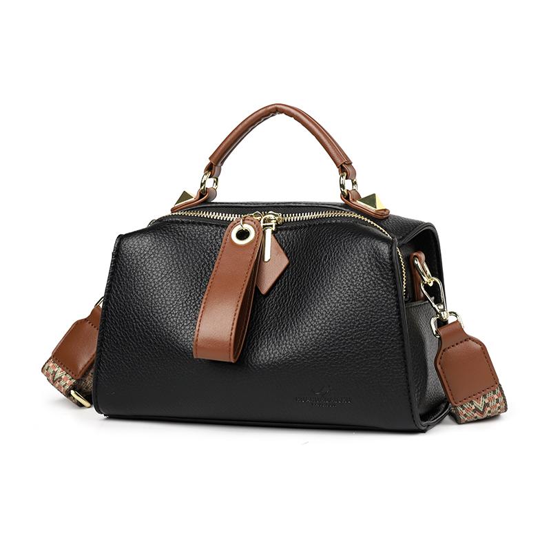 Женская ретро сумка через плечо большой вместимости чёрный