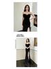 2025 Sexy Backless Strapless Floor-Length Slit Evening Gown for Foot Massage Technicians