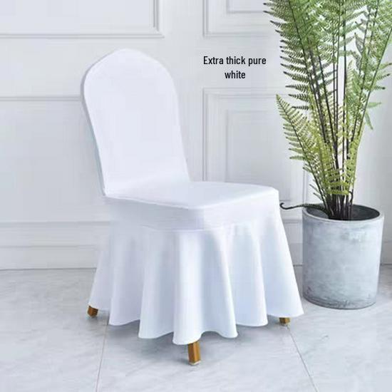 Thick Air-Layer Sun Skirt Chair Cover for Weddings, Banquets, and Conferences - No-Tie Bow Design