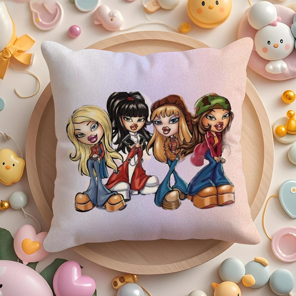 PIKPAKA Fashion BBratz MMask Gir Cushion Cover Plush Fabric Soft DoubleSided Printed Sofa Warm Winter Home Gift Pillow Cover