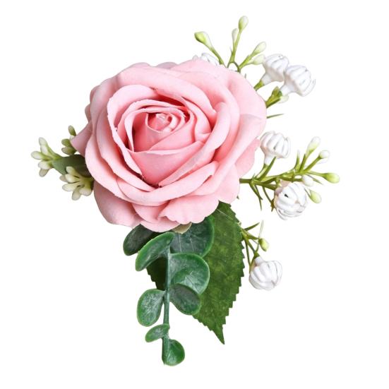 Suit Corsage Wedding Wristlet Band with Faux Pearl Embellished Simulated Roses Bride Groom Romantic Floral Accessories Prom Decoration