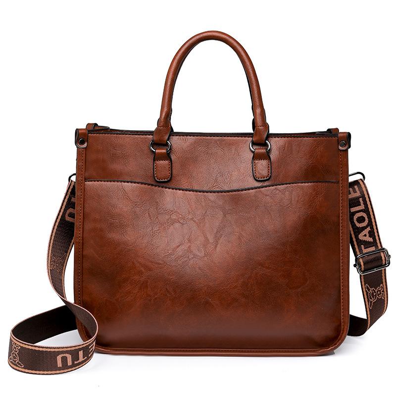 Women's new stylish and simple women's handbag commuting large-capacity shoulder bag with messenger bag