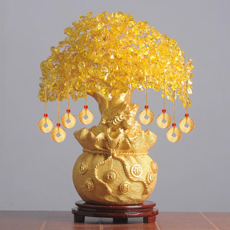 Glückbaum Citrin Ornament für Wohnzimmerdekoration oder Eröffnungsgeschenk