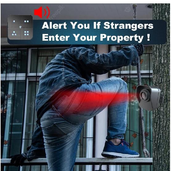 IP65 Waterproof Wireless Driveway Alarm With PIR Motion Sensor Detector Up To 800 Meters Detect Range