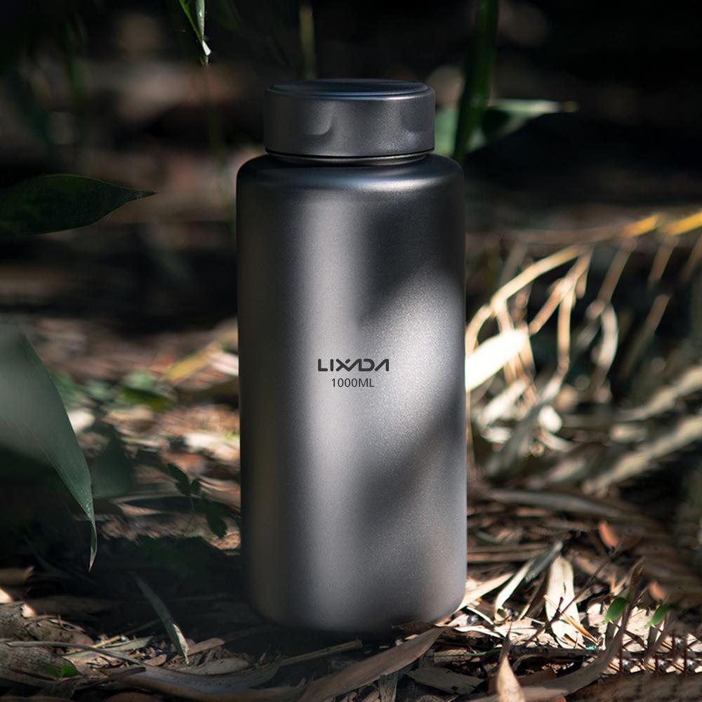 Lixada 1L Ti Water Bottle Leak-proof Sport Water Bottle with 750ml Hanging Pot for Outdoor Camping