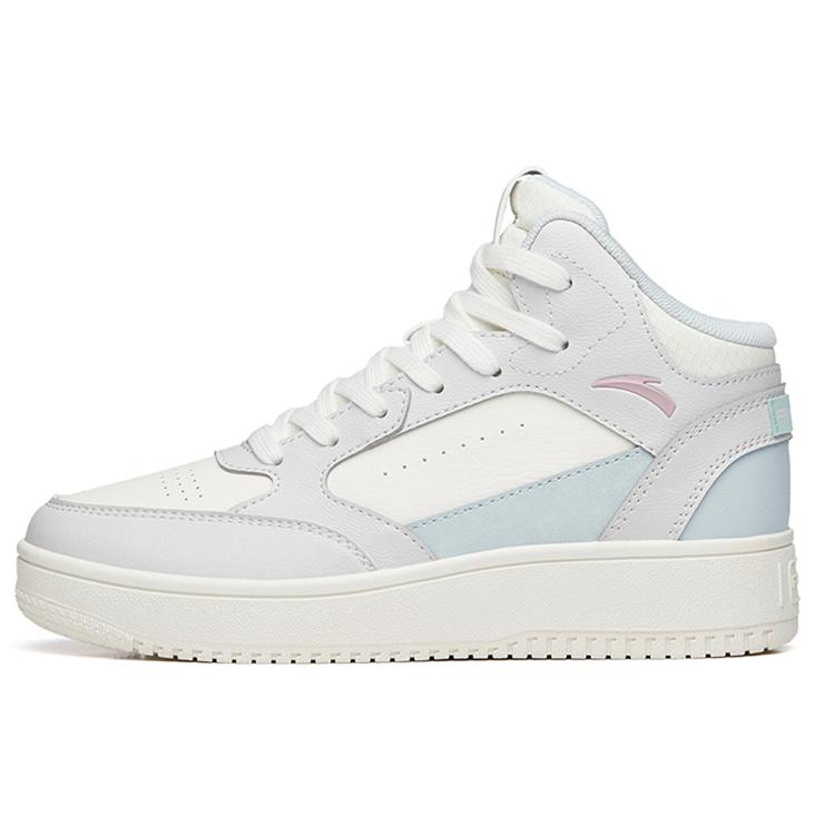 

New Anta Lightweight Wear Resistant And Water Resistant High Top Skateboard Shoes Women s Gray White Blue 922238013-4 38.5