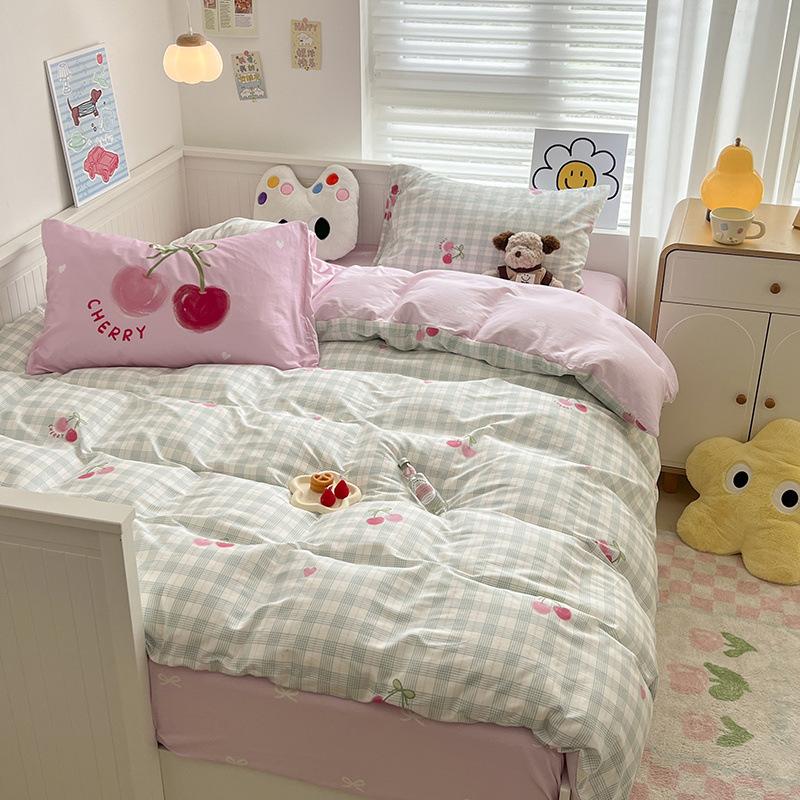 Printed Cotton Dormitory Three-piece Set, Bedding Quilt Cover, Bed Sheet Four-piece Set