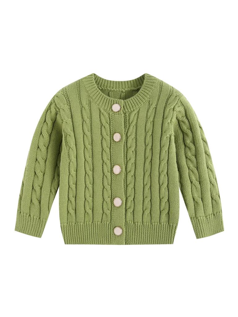Unisex Baby Cotton Cable Knit Cardigan - Spring/Autumn Style