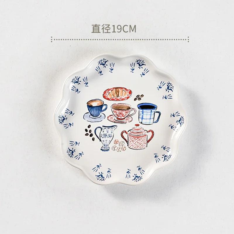 

Милая керамическая тарелка во французском стиле для элитной кофейни, послеобеденного чая, изысканная десертная тарелка, домашняя вкусная паста, обеденные тарелки
