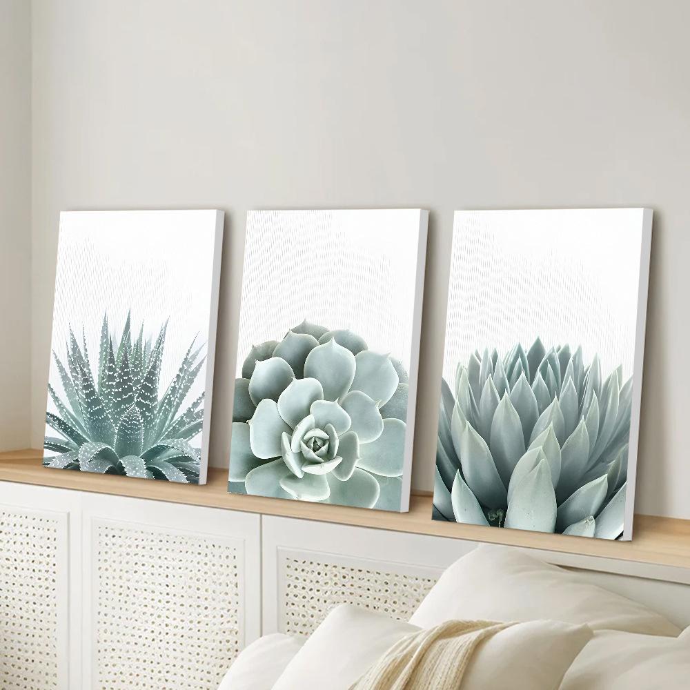 3pcs/set Plant Art Oil Painting Canvas with Wood Frame Draw Wall Decor Home Room Decorations