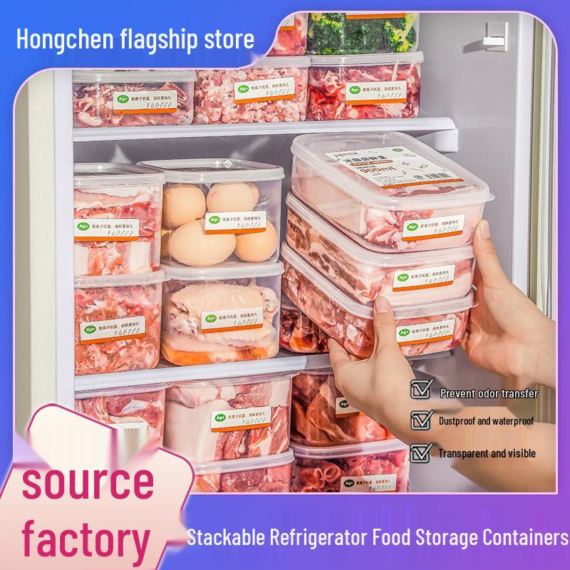Thickened Stackable Refrigerator Airtight Food Storage Container for Kitchen Fruits, Vegetables, Eggs, and Freezer Organization.