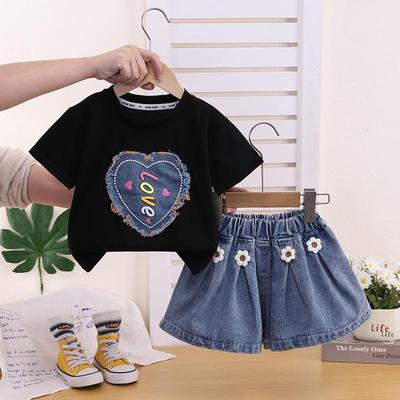 Children's Korean Style Summer Cartoon Cotton Set - Trendy Short Sleeve Top for Toddlers