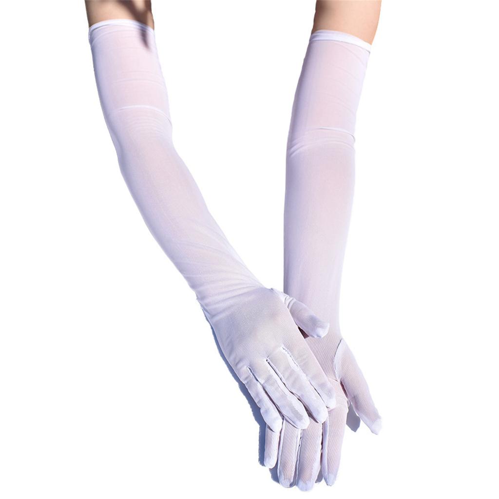 55cm thin and long elastic mesh gloves Women's sun protection fashion dress with sexy suit accessories gloves