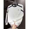 Mens Casual Pullover Sweatshirt Round Neck Long Sleeve Loose Fit Solid Color Top