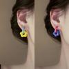 Creative Design Fashion Multicolour Contrast Dissymmetry Hoop Earrings for Women Cute Charm Summer Korea Earring Jewelry Gift