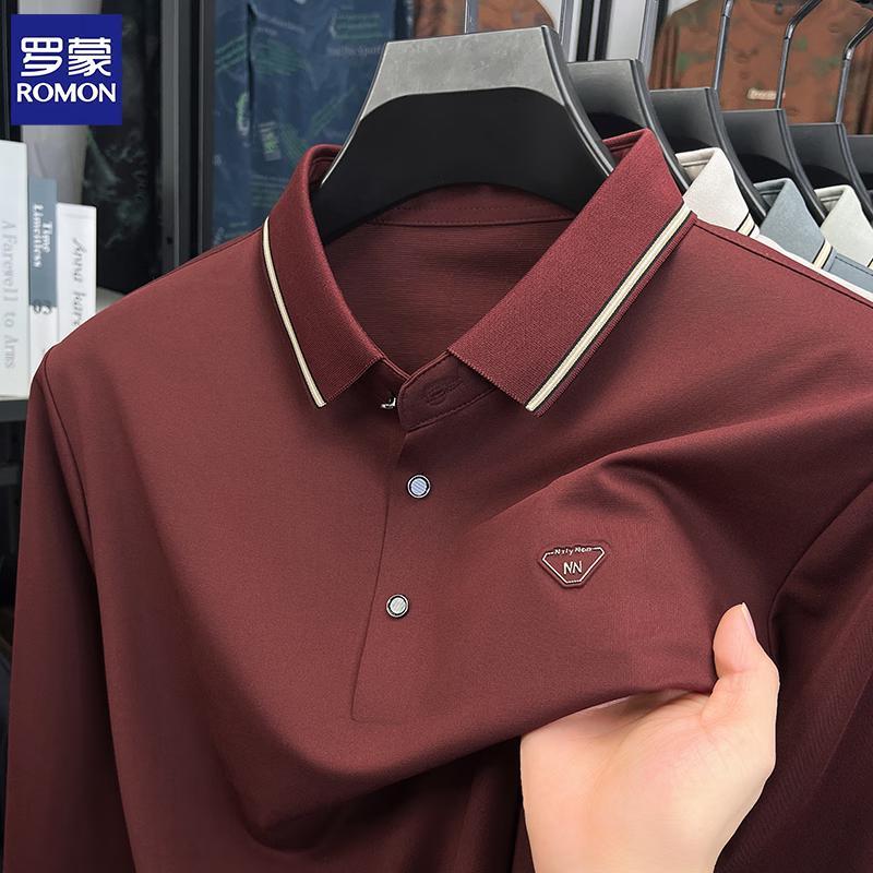 Luomeng Men s Mulberry Silk Blend Long-Sleeve Polo Shirt XL