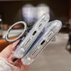 For iPhone 16 Plus Clear Case Compatible with MagSafe Gyro Design PC+TPU Phone Cover with Kickstand