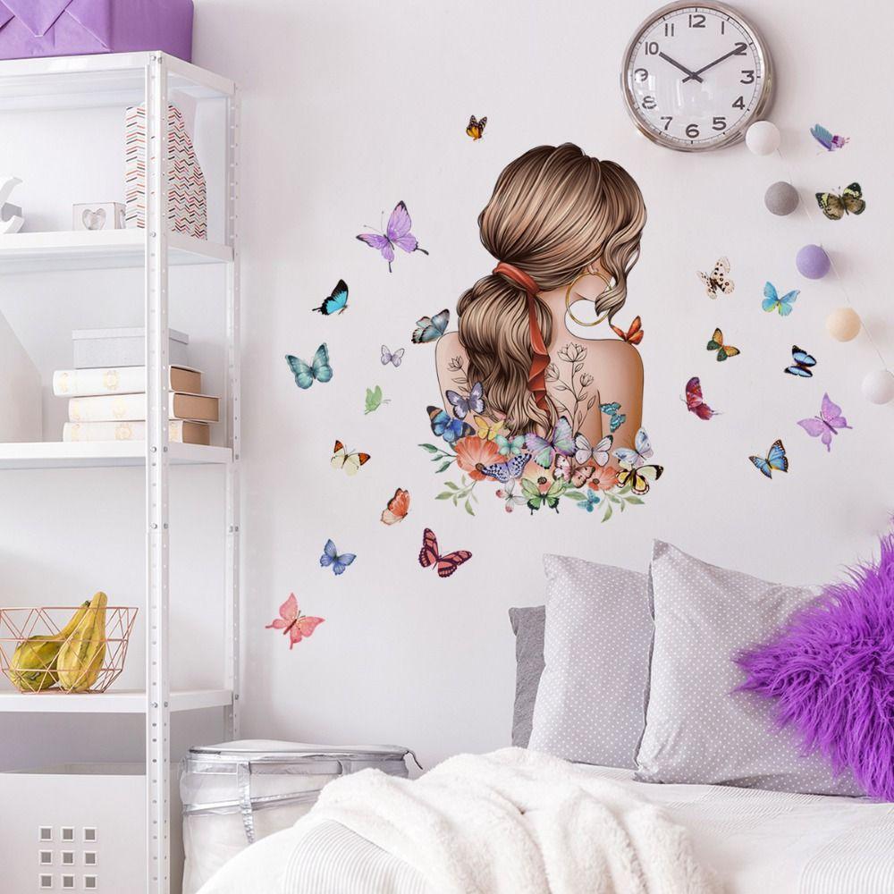 Cartoon Girl Wall Stickers Multicolor Wall Decorative Sticker Creative Wall Decal  Girl Bedroom