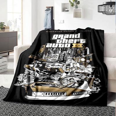 1pc Grand Theft Auto Soft Flannel Blanket with Designer Print A Cozy Blanket for All Seasons, Perfect for the Couch, Bed, Office