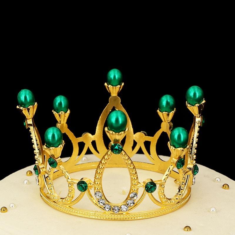 Flowers Children's Alloy Round Crown Hair Accessories Bridal Jewelry Cake Baking Highlight Pearl Crown