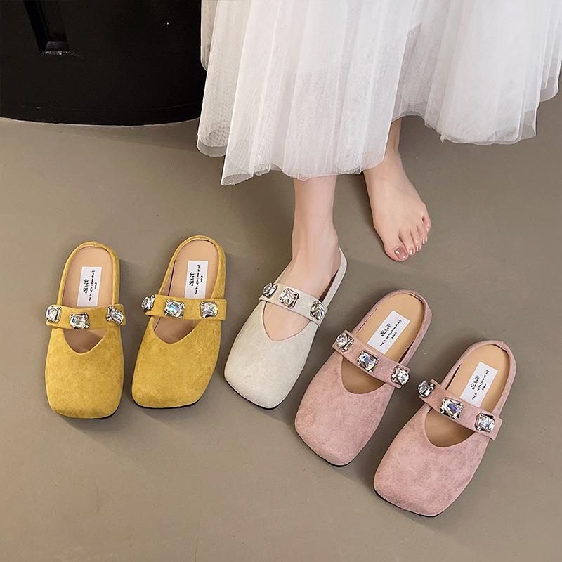 French Comfortable Wear Summer Breathable Flat Thick Bottom Height Increasing Slippers Mule Shoes -Chic and Versatile Women's Home Outdoor Sandals