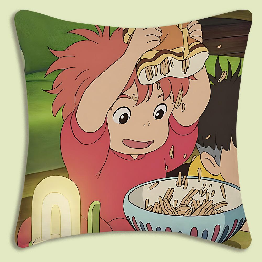 Cute Cartoon Ponyo Pillow Covers Cartoon Sofa Decorative Home Double-Sided Printing Short Plush Cute Cushion Cover