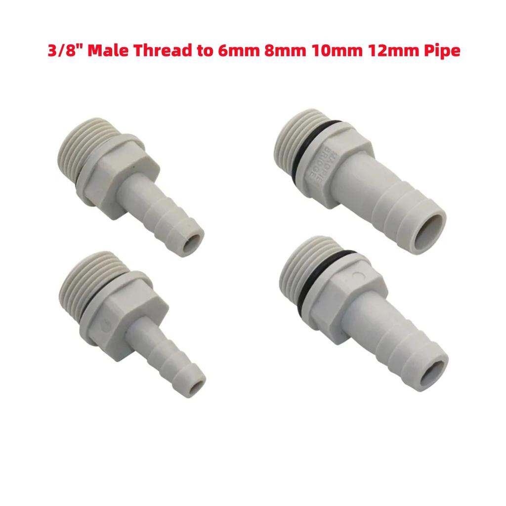 10Pcs PVC Pagoda Straight Connectors 1/8" 1/4" 3/8" 1/2" Male Thread To 6mm 8mm 10mm 12mm Yard Irrigation Fish Tank Pump Joints