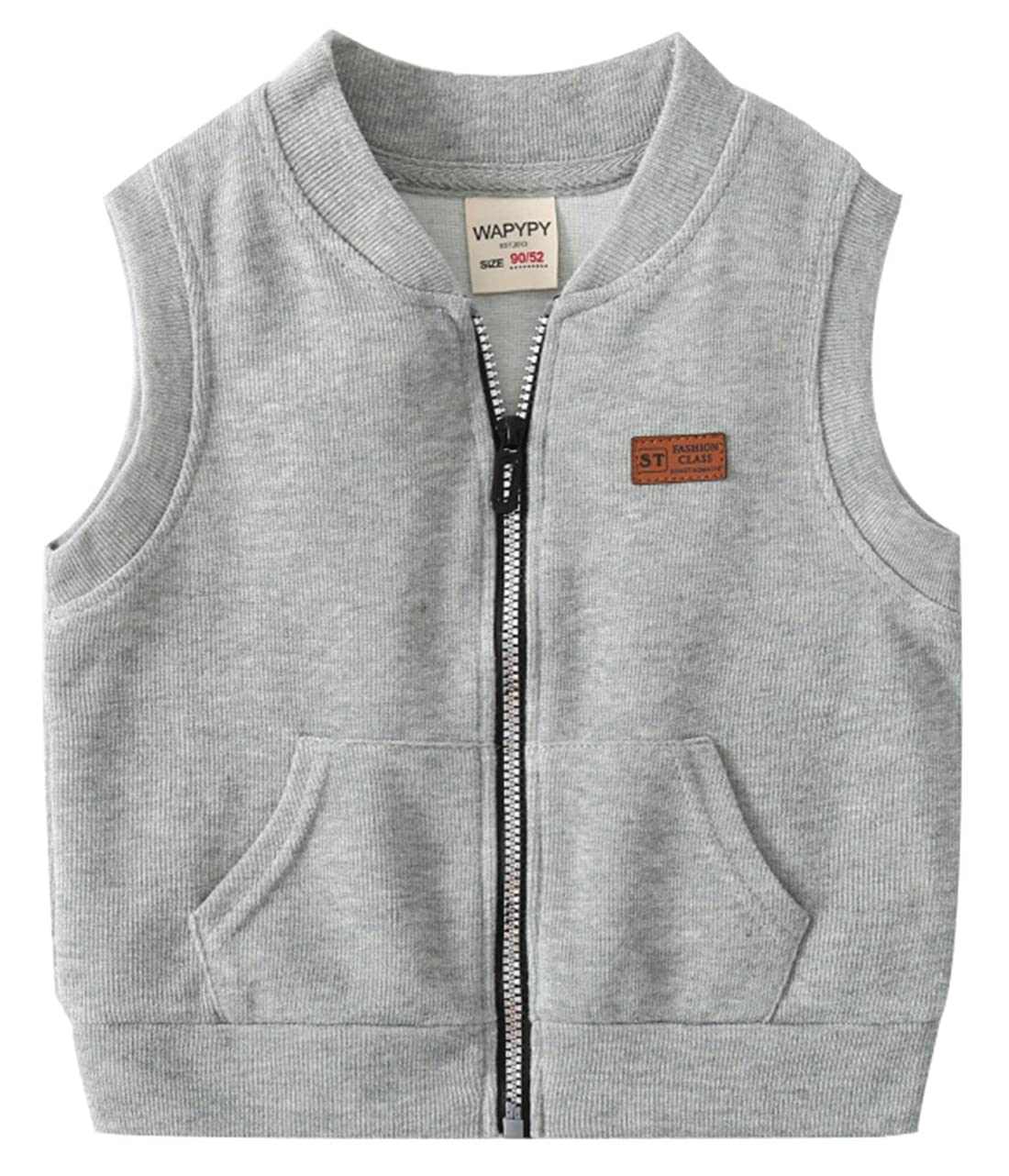 

LovKin Детский безрукавный жилет для мальчиков, размер 130, одежда, куртка на молнии, теплый, для школы, детского сада, весна/осень, серый, серый