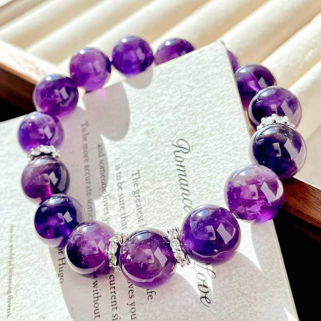 Retro High Quality Natural Large Particle 12Mm Amethyst Bracelet Bracelet.