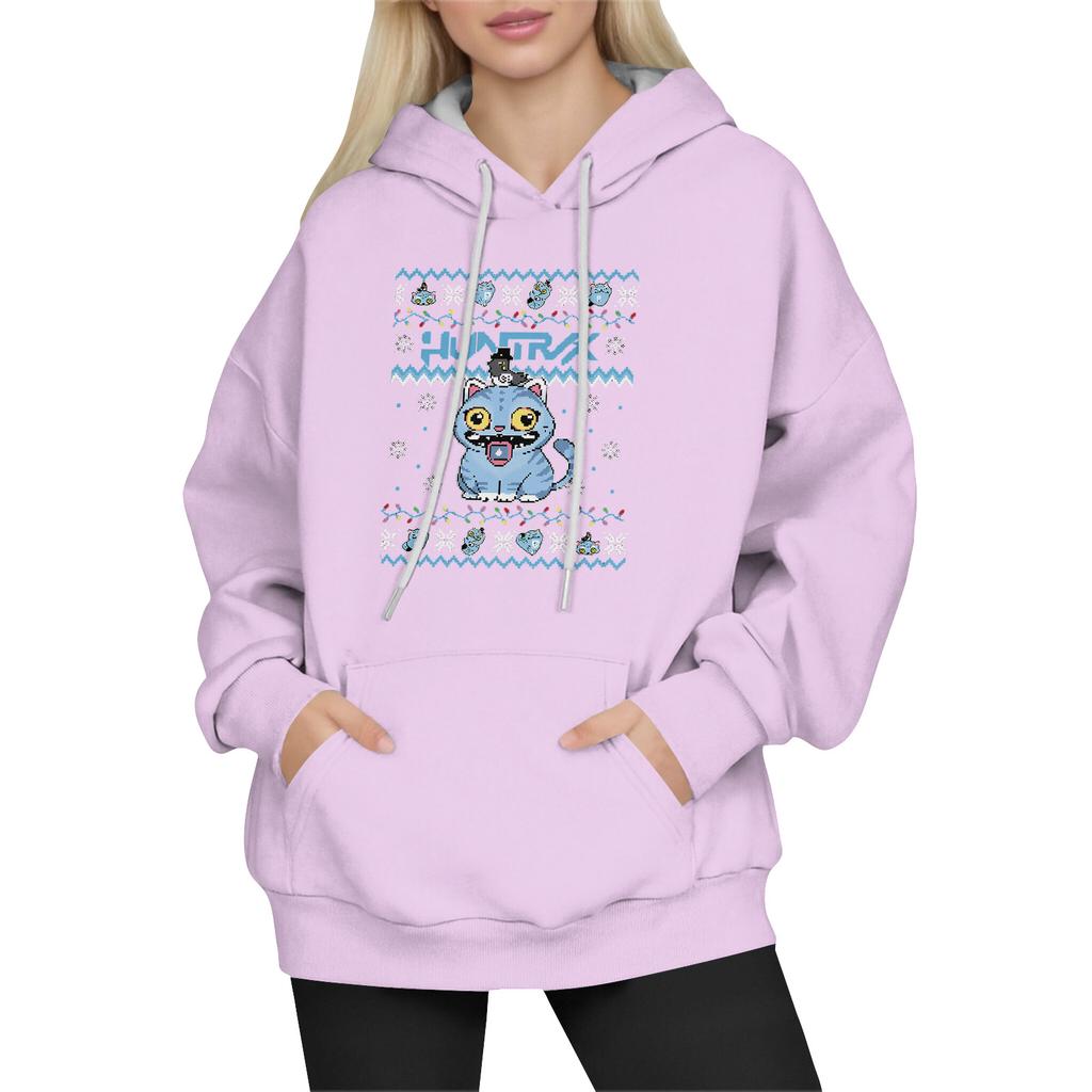 Women's Fashion Long-Sleeve Pullover Hoodie with Fun Movie-Inspired Prints
