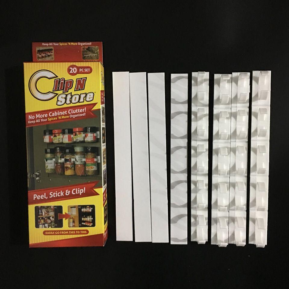 N 4pcs Clip Store Home Kitchen Stick Spice Wall Rack Storage Organizer Grippe