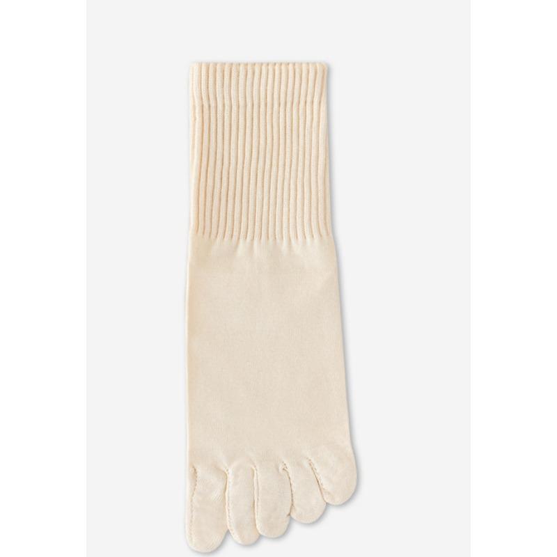 Women's Spring Five-finger Socks, Solid Color Sweat-absorbing Mid-calf Cotton Socks, Boneless Sewn Anti-pilling Toe Separation Socks