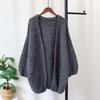 Autumn and Winter New Medium and Long Loose Lazy Wind Sweater Jacket Soft Waxy Gentle Wind Solid Color Knitted Cardigan Women