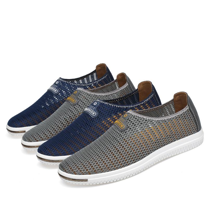 2025 mesh shoes men's summer shoes breathable men's shoes lazy shoes mesh cloth surface men's casual sports running shoes hole shoes