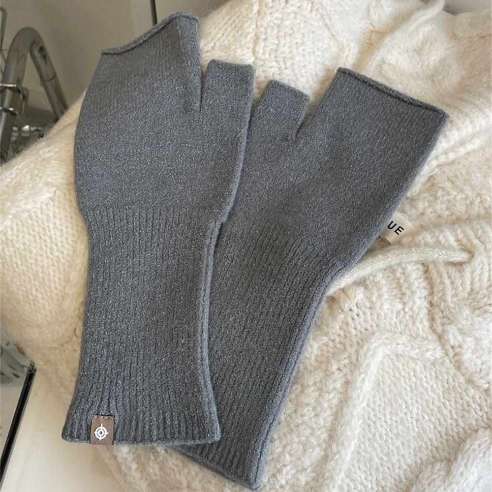 Warme Strickhandschuhe Elastische Fingerlose Fäustlinge Niedliche Halbfingerhandschuhe für Herbst Winter