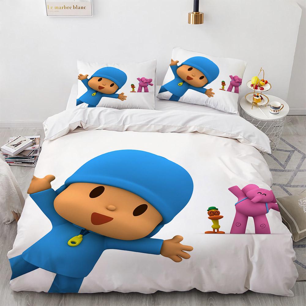 3D Print P-POCOYOS Kawaii Cartoon Bedding Set,Duvet Cover Bed Set Quilt Cover Pillowcase,King Queen Twin Size Boys Girls Adults