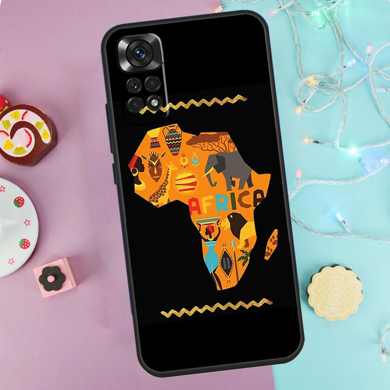 Map of Africa African Fabrics Case For Xiaomi Redmi Note 13 Pro 14 9 10 11 12 9S 10S 11S 12S Redmi 14C 10C 12C 13C Cover