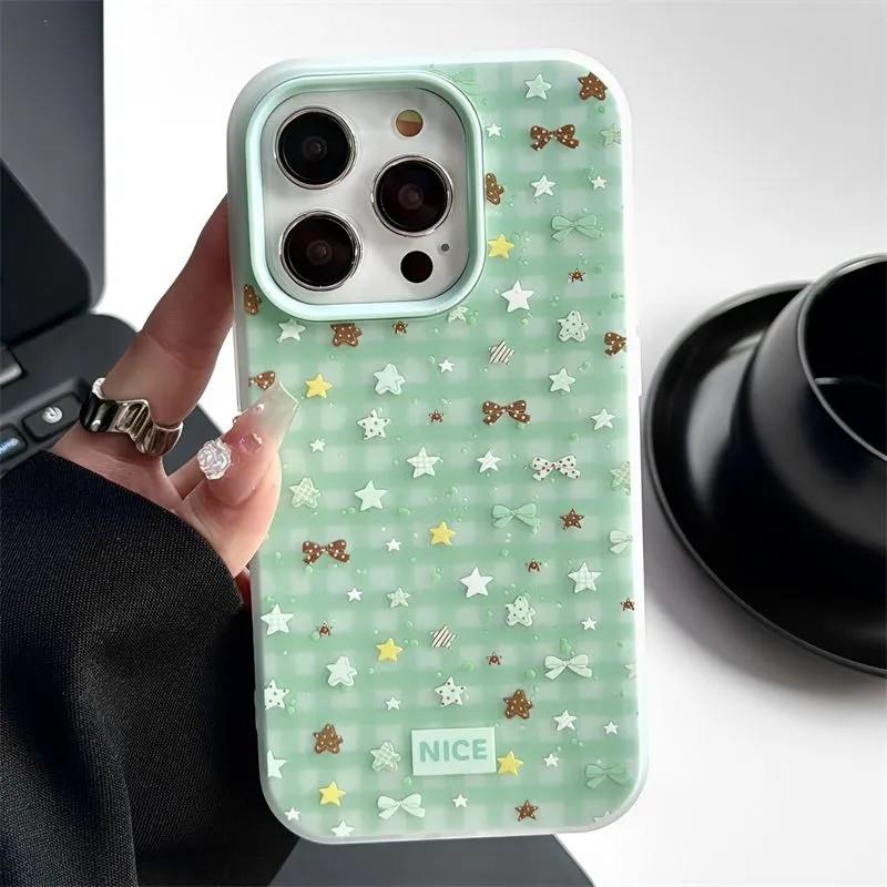 

Luxury Green Checkered Star Phone Case For Xiaomi Redmi Note K60 15C 15 14 13 12 12C 11 10C 13C 10X A5 K50 Pro Plus Ultra 4G 5G Redmi K60 Ultra 5G