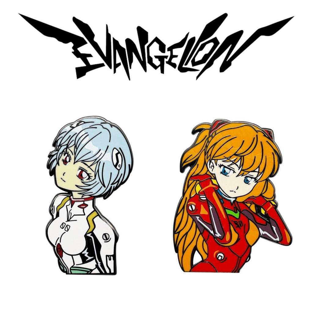 Eva Evangelion Pin Badge Featuring Asuka And Rei Perfect For Fans!