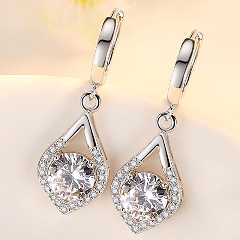 Korean Water Drop Earrings - Forest Style Cubic Zirconia Dangles