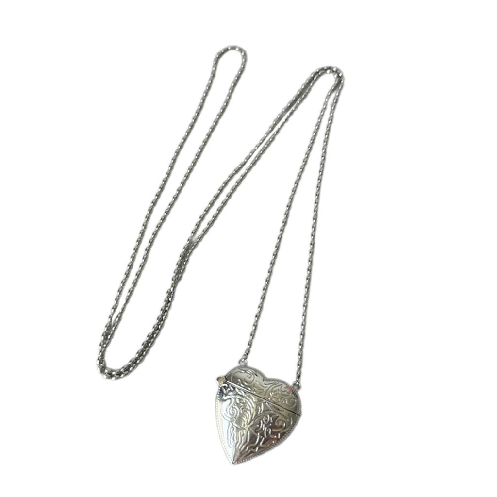 Lange Kette Herz Umhängetasche Halskette Einzigartige Geprägte Blumen Halskette Verstellbare Länge Bankett Choker Schmucka