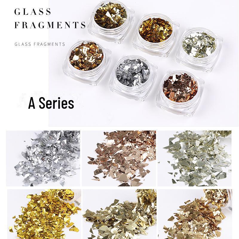 Iridescent Nail Art Sequins: Colorful Cellophane Fragments & Aurora Paper